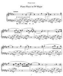Partition complète (S.193), Klavierstück, Piano Piece