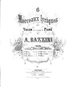 Partition de violon, 6 Morceaux lyriques, Bazzini, Antonio