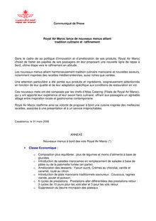 Communiqué Nouveaux menus OB 31mar08 - Royal Air Maroc
