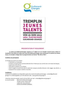 2e Tremplin Jeunes Talents • 19 Juin 2015 • Guilherand-Granges