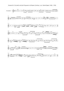 Partition Cornet 2, Sonata en A, A major, Speer, Georg Daniel
