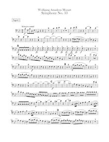 Partition basson 1, 2, Symphony No.33, B♭ major, Mozart, Wolfgang Amadeus