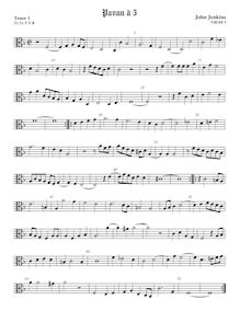 Partition ténor viole de gambe 1, alto clef, pavanes pour 5 violes de gambe par John Jenkins