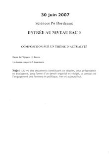IEP Bordeaux Composition sur un theme d actualite 2007 BAC0
