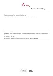 Espace social et coordinations  - article ; n°1 ; vol.86, pg 2-24