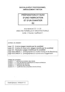 Analyse formelle et architecturale 2007 Bac Pro - Aménagement finition