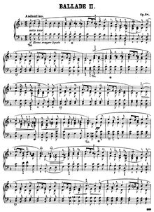 Partition complète, Ballade No.2, F major, Chopin, Frédéric par Frédéric Chopin