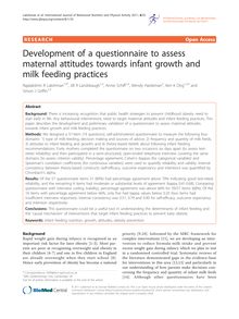 Development of a questionnaire to assess maternal attitudes towards infant growth and milk feeding practices
