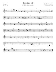 Partition viole de gambe aigue 2, Madrigali a Cinque Voci [Libro secondo] par Carlo Gesualdo