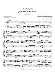 Partition complète, Sonata pour a musical clock, HWV 578, C major