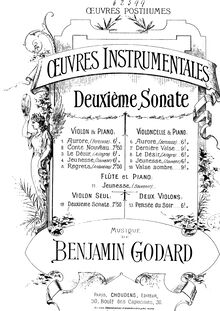 Partition complète, Sonata No. 2 pour Solo violon, A minor, Godard, Benjamin