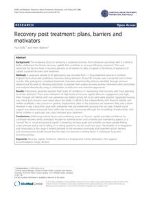 Recovery post treatment: plans, barriers and motivators