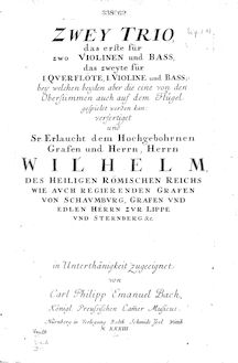 Partition complète, Trio Sonata en C minor, Wq.161/1 (H.579), Bach, Carl Philipp Emanuel