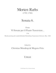 Partition Sonata 6 en D major, Urtext score, VI Sonate per il Flauto Traversiere