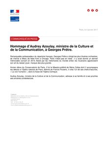 Hommage Audrey Azoulay à Georges Prêtre