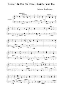Partition Cembalo, hautbois Concerto en G major, G major, Reichenauer, Antonín