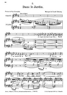 Partition complète, Dans le jardin, Debussy, Claude par Claude Debussy