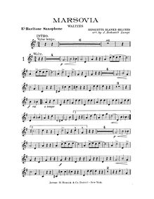 Partition baryton Saxophone (E♭), Marsovia valses, B♭, Blanke-Belcher, Henriette