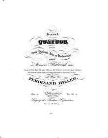 Partition violon 1, corde quatuor No.2, B minor, Hiller, Ferdinand
