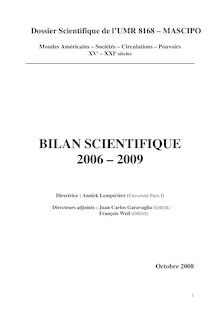 BILAN SCIENTIFIQUE 2006  2009