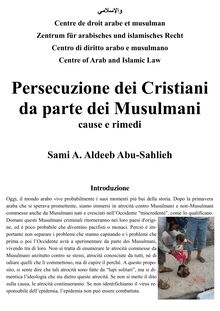 Persecuzione dei Cristiani da parte dei Musulmani cause e rimedi