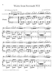 Partition violoncelle et partition de piano, partition de violoncelle, Serenade No.2