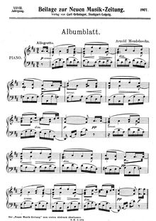 Partition complète, Albumblatt, Mendelssohn, Arnold