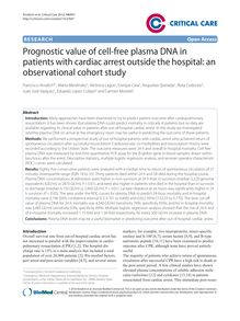 Prognostic value of cell-free plasma DNA in patients with cardiac arrest outside the hospital: an observational cohort study