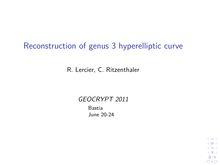 Reconstruction of genus hyperelliptic curve