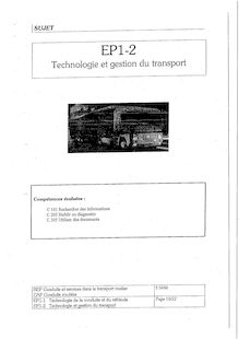 Technologie et gestion du transport 2005 CAP Conduite routière