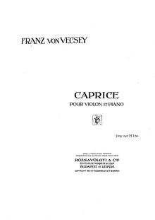 Partition de piano et partition de violon, Caprice en F Sharp Major