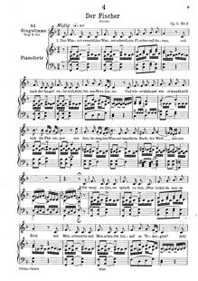 Partition complète, transposition pour low voix, Der Fischer, D.225 (Op.5 No.3)