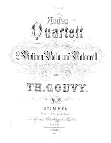 Partition viole de gambe, corde quatuor No.5, C Minor, Gouvy, Louis Théodore