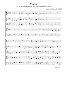 Partition , Viel werden kommen von Morgen und von Abend - partition complète (Tr A T T B), Geistliche Chor-Music, Op.11