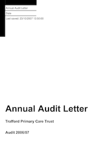 Trafford PCT Annual Audit Letter 23 Oct 2007
