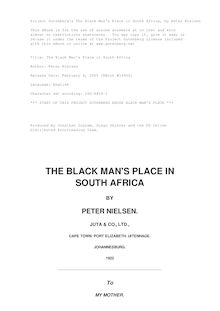 The Black Man s Place in South Africa
