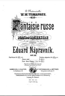 Partition complète, Fantaisie Russe, Op.39, Nápravník, Eduard