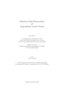 Airborne lidar observations of tropospheric arctic clouds [Elektronische Ressource] / von Astrid Lampert