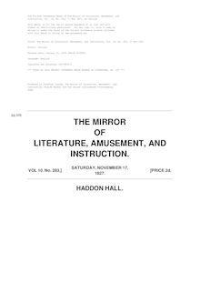 The Mirror of Literature, Amusement, and Instruction - Volume 10, No. 283, November 17, 1827