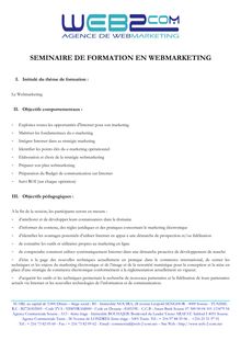 SEMINAIRE DE FORMATION EN WEBMARKETING