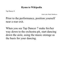 Partition Tap Dancer 8, Hymn to Wikipedia, D major, Matthews, John-Luke Mark