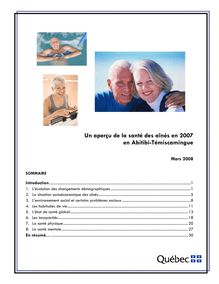 Un aperçu de la santé des aînés en 2007 en Abitibi-Témiscamingue