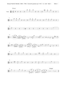 Partition altos, Concerto Grosso en D minor, HWV 316, D minor, Handel, George Frideric par George Frideric Handel