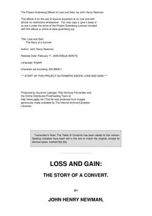 Loss and Gain - The Story of a Convert