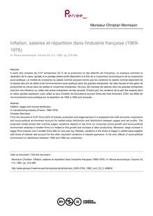 Inflation, salaires et répartition dans l industrie française (1969-1976) - article ; n°2 ; vol.33, pg 274-296