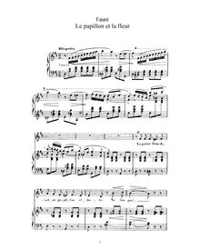 Partition No. 1 - Le papillon et la fleur (D), 2 chansons, Op. 1