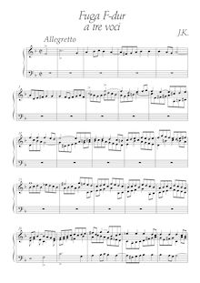Partition complète - Piano version, Fuga F-dur (a 3 voci)