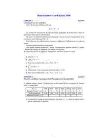Sujet du bac ES 2006: Mathématique Obligatoire