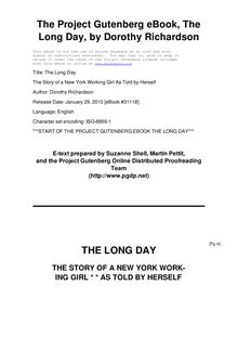 The Long Day - The Story of a New York Working Girl As Told by Herself