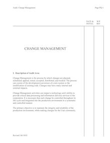 Change Management Audit Program